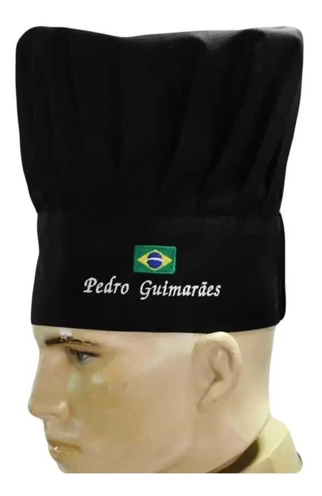 Chapéu Mestre Cuca, Personalizado, Gastronomia, Chapeu Chef Cor Preto