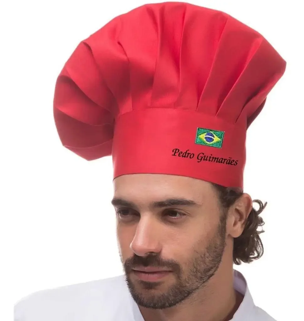 Chapéu Mestre Cuca, Personalizado, Gastronomia, Chapeu Chef Cor Vermelho