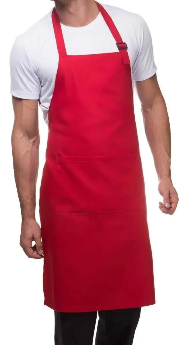 Avental De Peito,liso Ou Estampado,gastronomia, Chef Cozinha Cor Vermelho