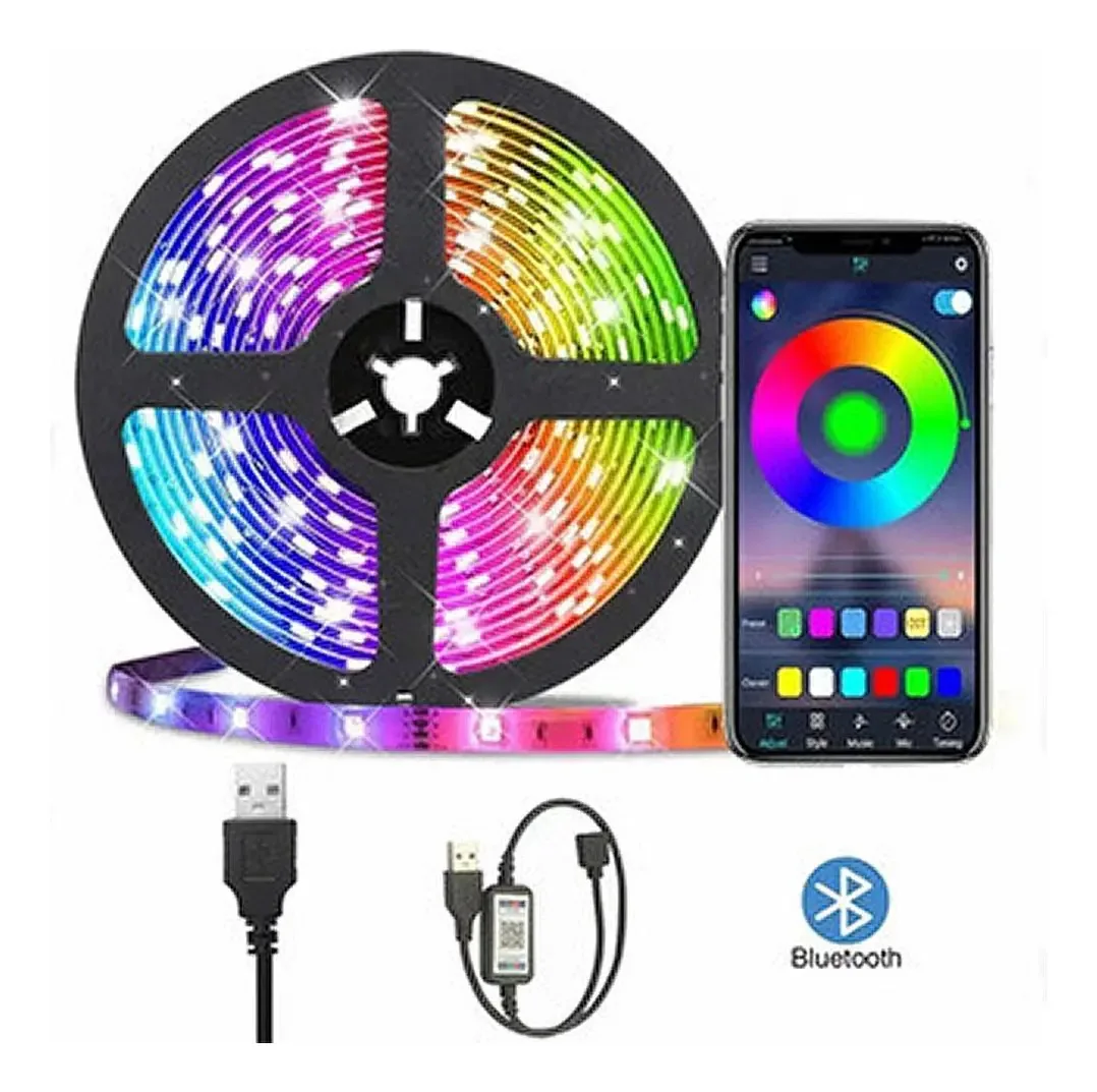 Fita Led 5050 Rgb Decoração Iluminação Via Bluetooth Musical