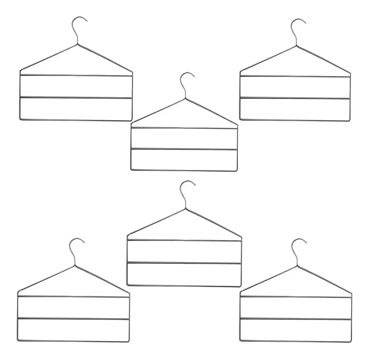 Kit 6 Cabides Para Calças Com 3 Alturas 39,5x18,2cm Cinza