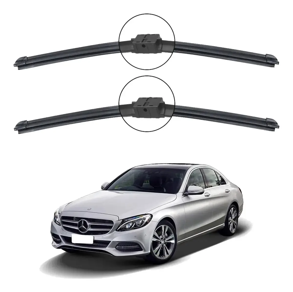 Palheta Limpador Diant. Para-brisa Mercedes C200 2009 Diante Cor Preto