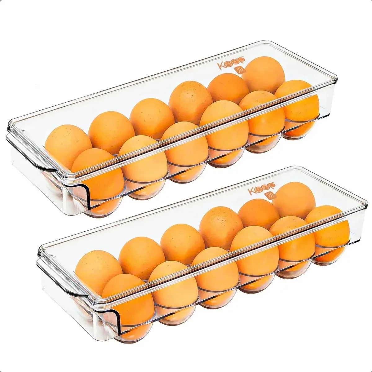 Distribuidor organizador de ovos 12 ovos Keep Bpa Free Organizador de ovos de plástico empilhável Okshop Pantry Egg Organizer Pacote 2 ovos de acampamento com freezer de ovos de plástico