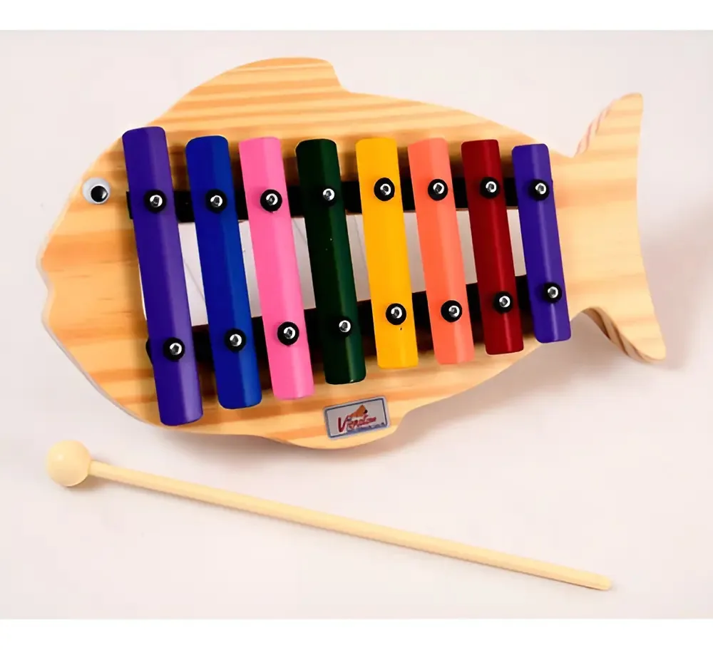 Instrumento Musical Inf Metalofone Xilofone Peixe Vibratom Cor Colorido