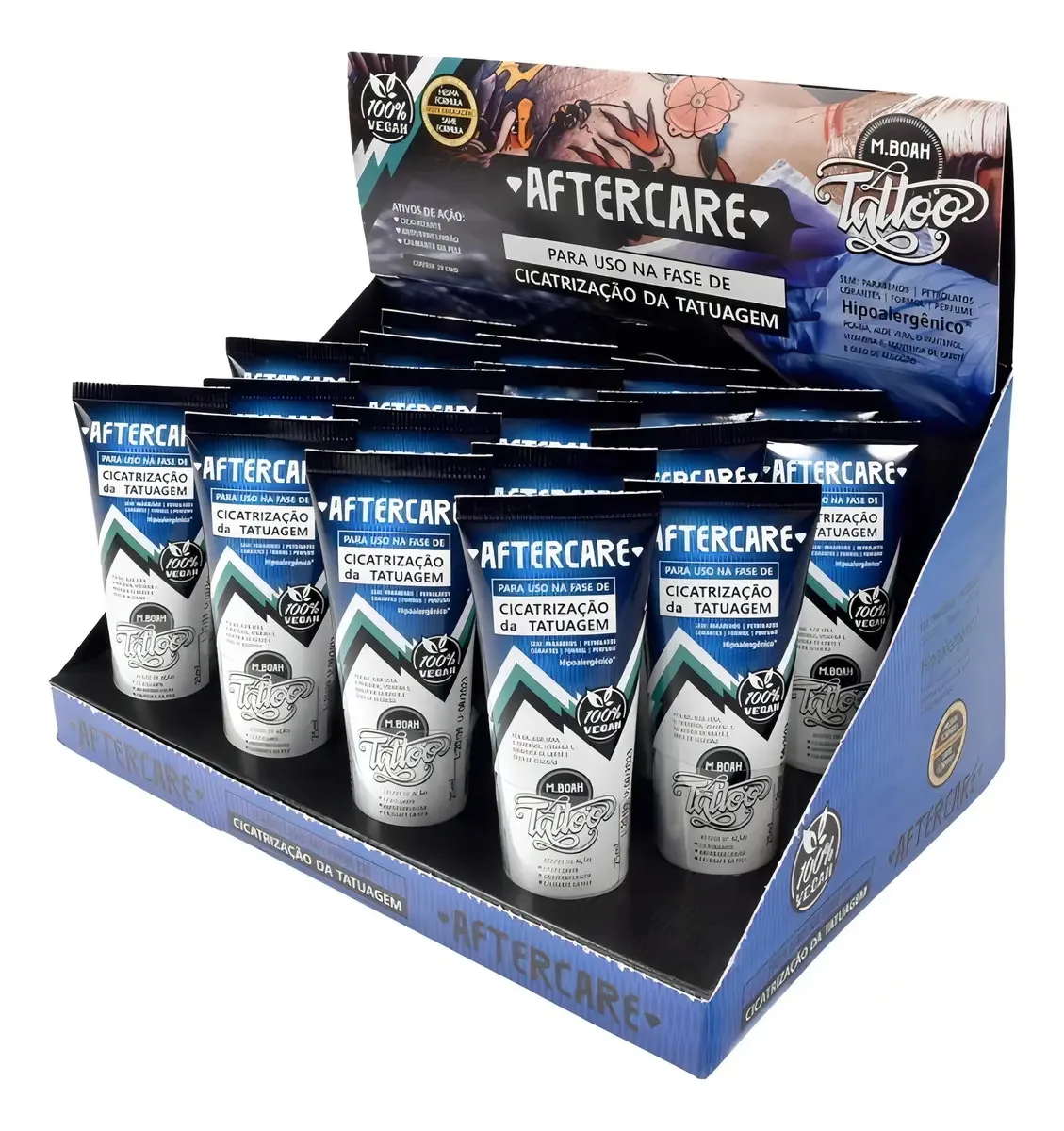 Pomada Aftercare Tatuagem Mboah 25ml Tattoo Caixa 20 Un