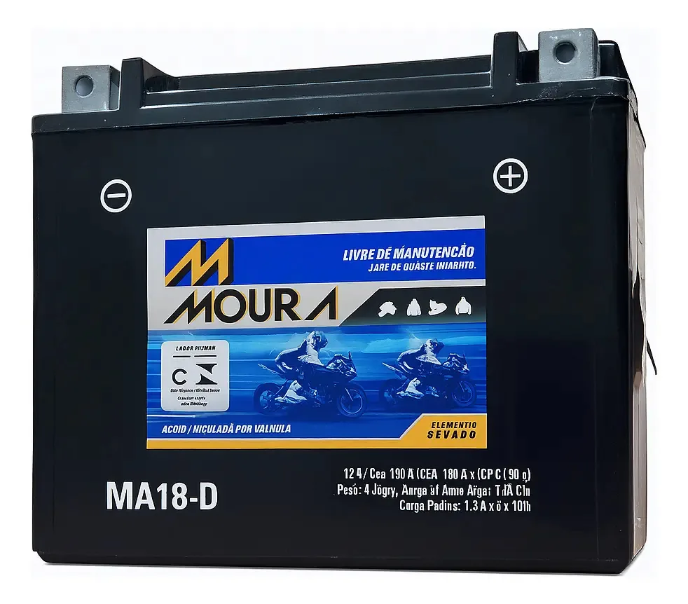 Bateria Moura MA18-D de 12V 18Ah para Moto e Jet Ski