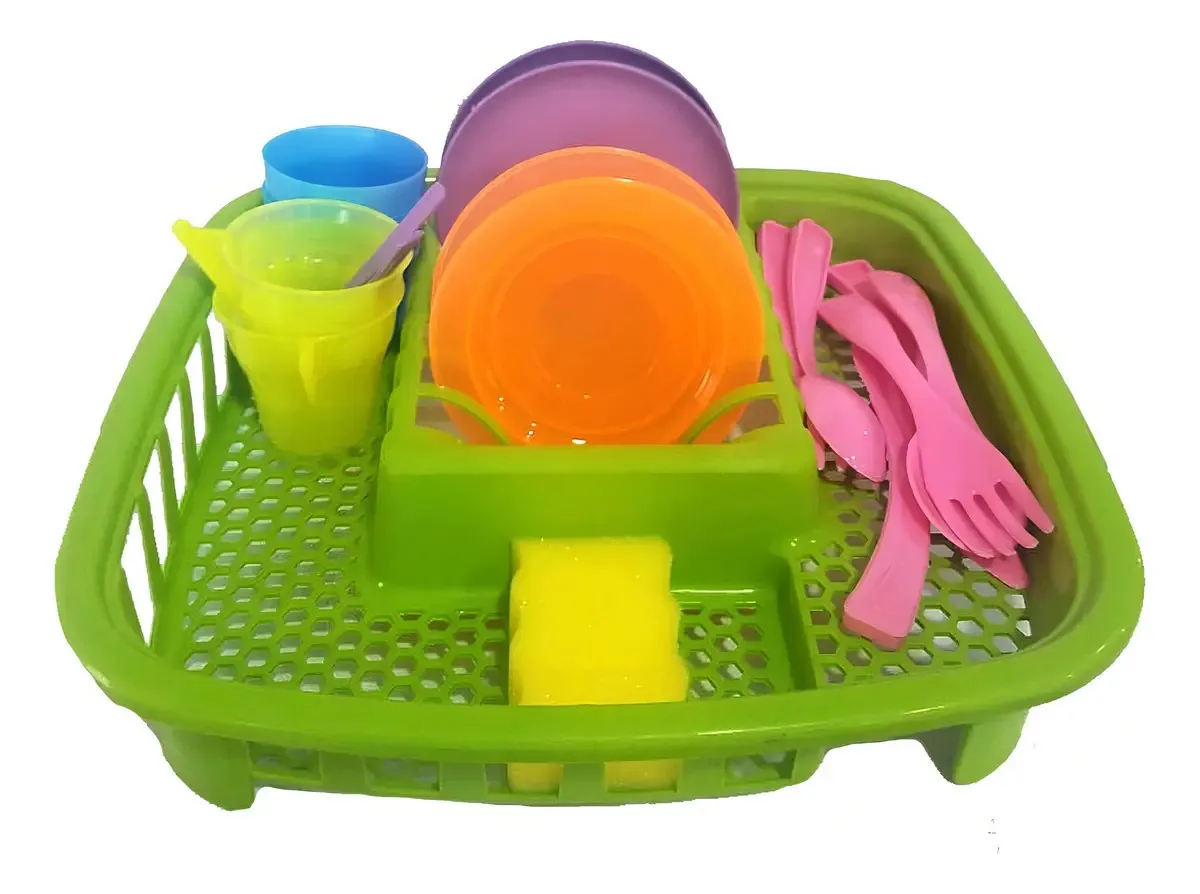 Brinquedo Escorredor De Louça 18 Peças Verde Lugo Lcl062