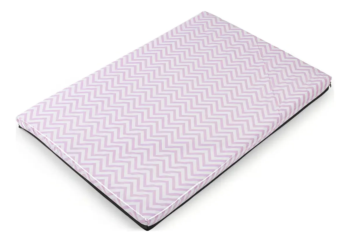 Trocador De Bebê Algodão Estampado Com Zíper Plastificado Cor Chevron Rosa Plastificado Com Zíper