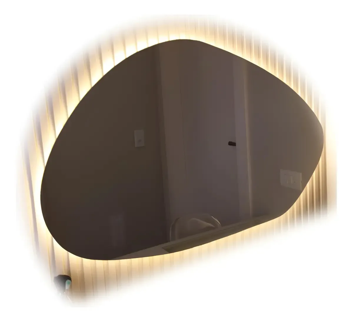 Espelho Orgânico LED 100x80cm de Parede Oval Sem Moldura Top Espelhos