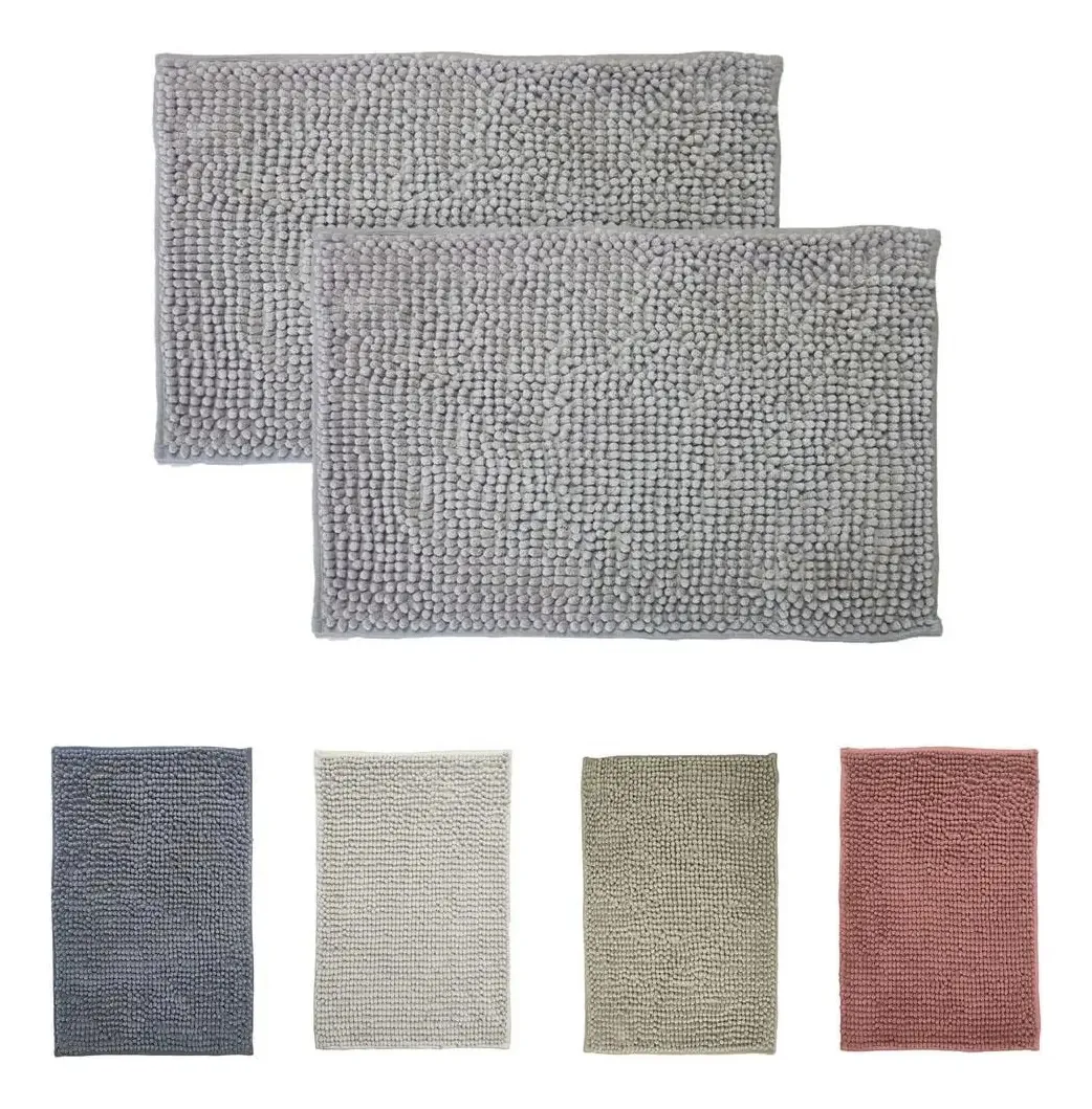Kit 2 Tapetes Retangulares Antiderrapantes Popcorn Cinza de 38"x58"