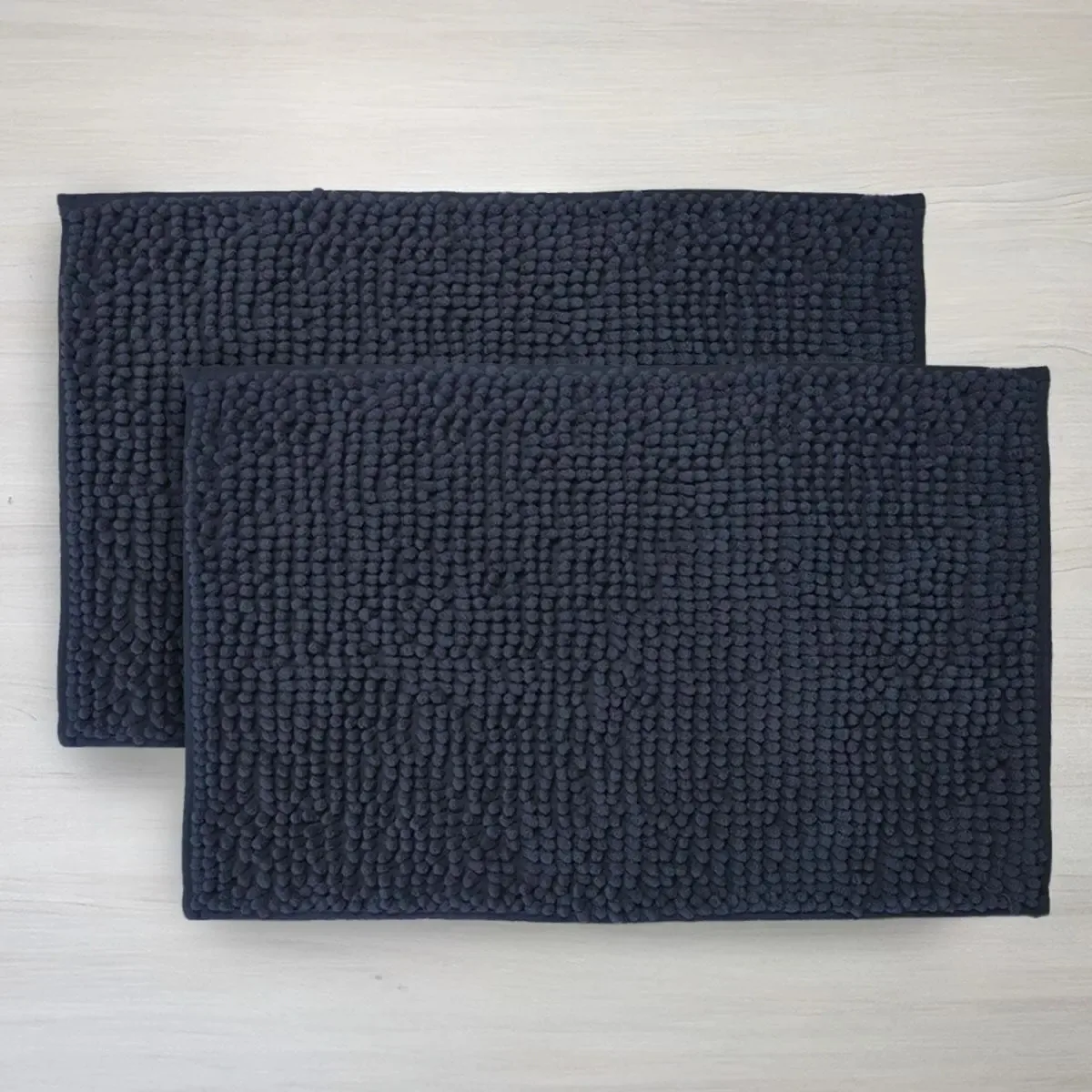 Kit 02 Tapetes Popcorn Antiderrapante 38x58cm Azul Marinho