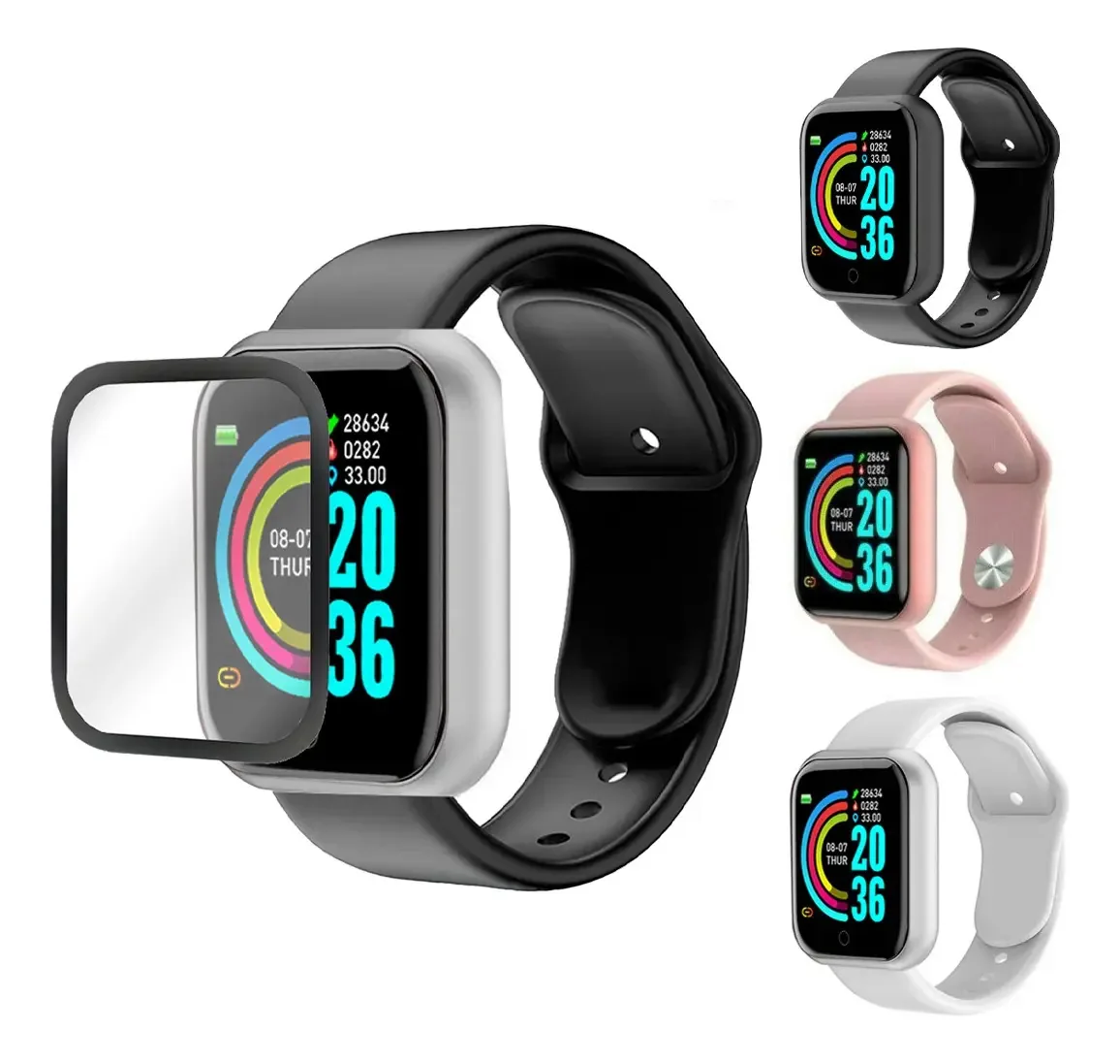 Smartwatch D20 Inteligente Android iOS Pulseira Prata