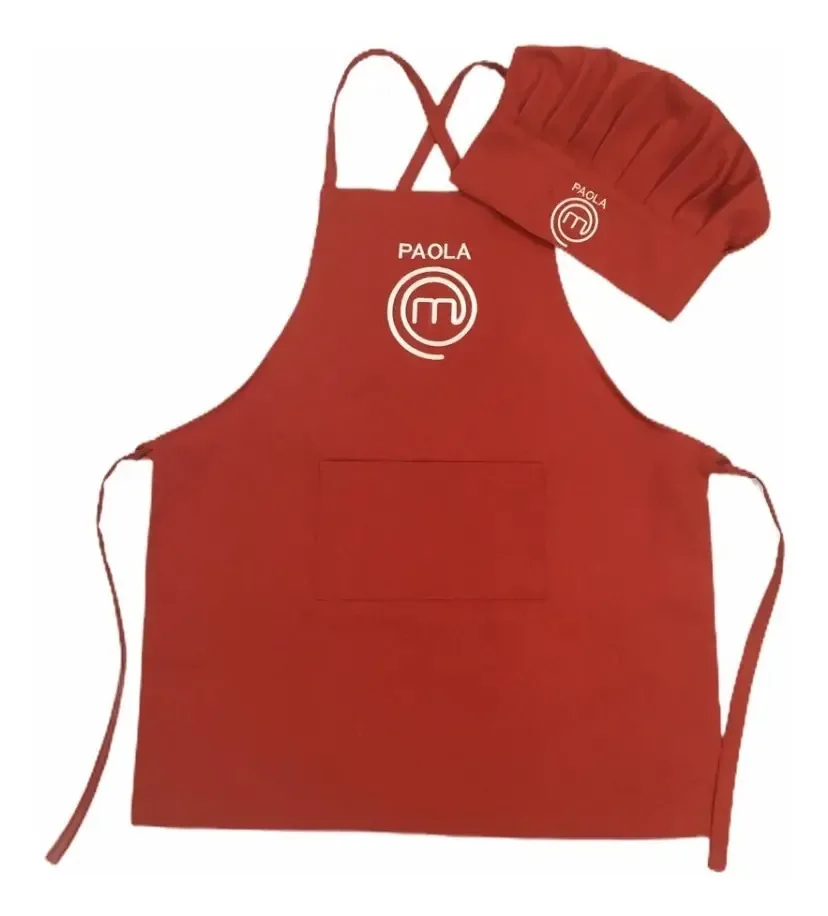 Kit Avental E Chapéu Infantil Chef Gourmet Gastronomia Cor Vermelho