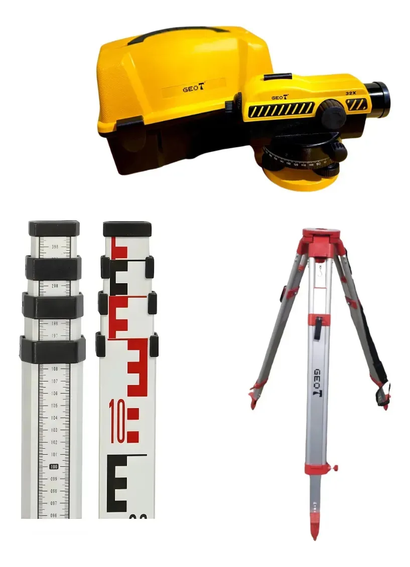 Kit Nível Óptico Automático 32x + Mira 4m + Tripé Topografia
