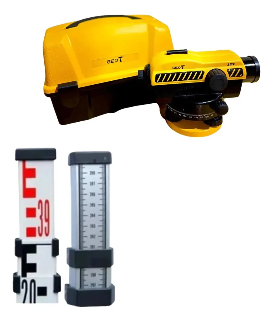 Kit Nível Óptico Automático 32x Com Mira De 5 Metros