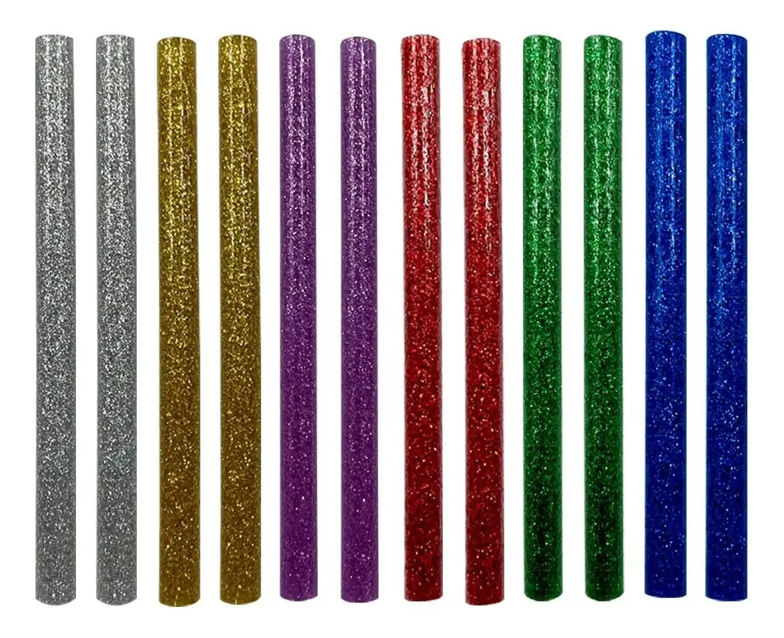 Bastão De Cola Quente Colorida Com Glitter Fino 12 Bastões