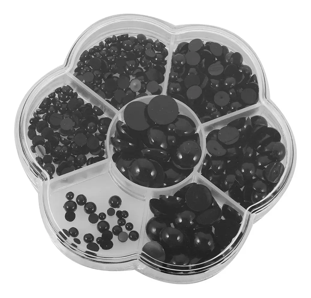 510pcs 3-12mm Olhos Pretos Redondos e Planos para Bonecas, Fantoches e Animais DIY