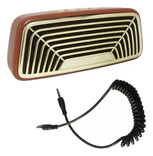 Caixa Som Retrô Vintage Bluetooth Marrom Infokit + Cabo P2