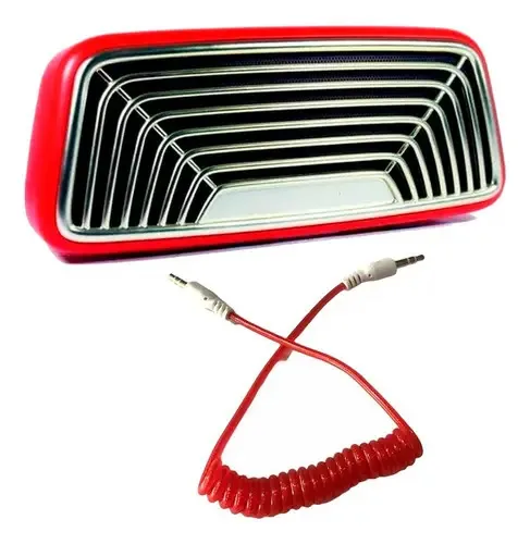 Caixa Som Retrô Vintage Vermelha Bluetooth+ Cabo Auxiliar P2