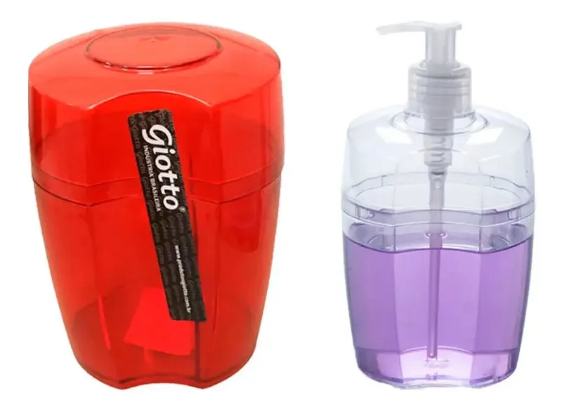 Kit Porta Algodão Cotonetes C/tampa + Porta Sabonete Liquido