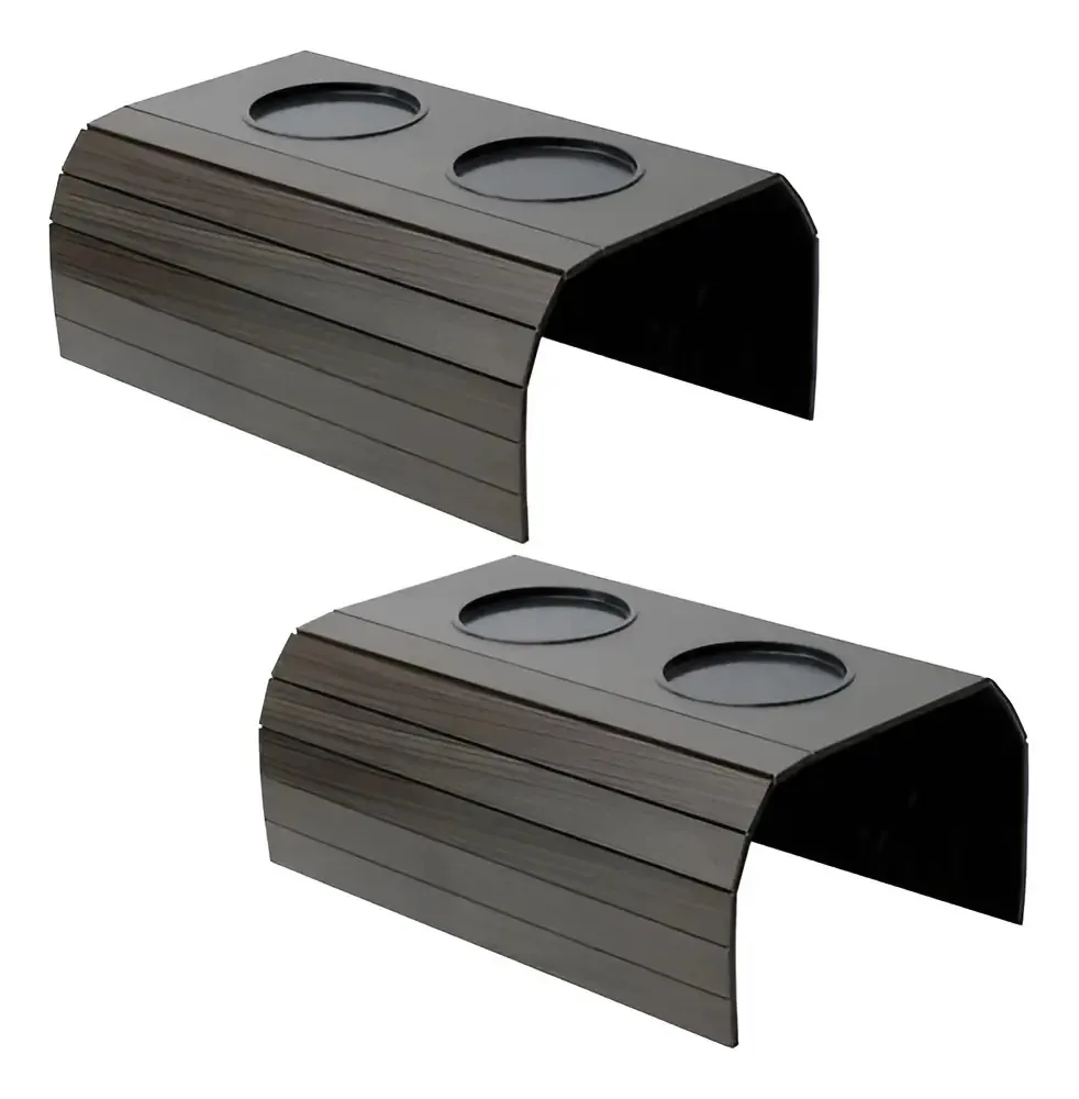 Kit 2 Esteiras Para Sofá Com Porta Copos De Madeira Marrom