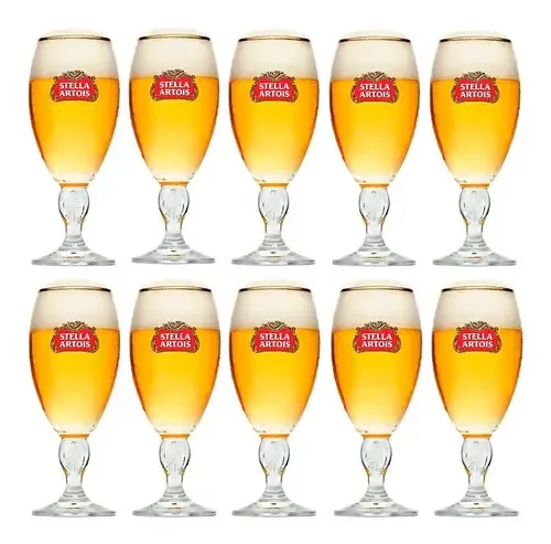 Kit Cálices Stella Artois 250ml Taça Cerveja 10 Unidades