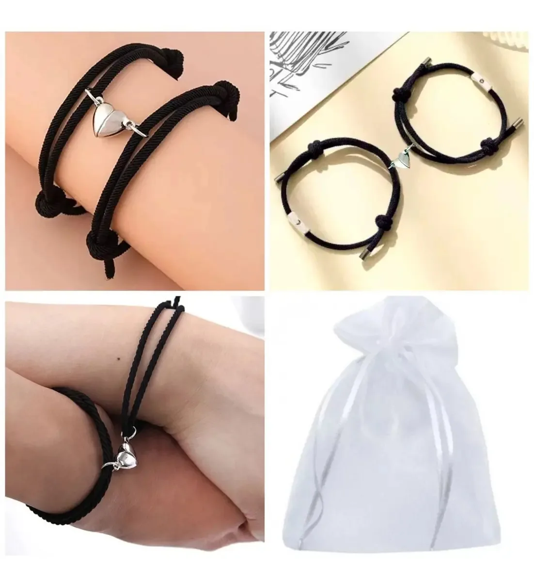 Par Pulseiras Conexão Casal E Amizade Sol E Lua Magnética