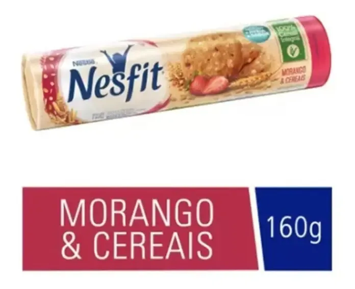 Biscoito Bolacha Integral Nesfit Morango E Cereais Kit 10 Un