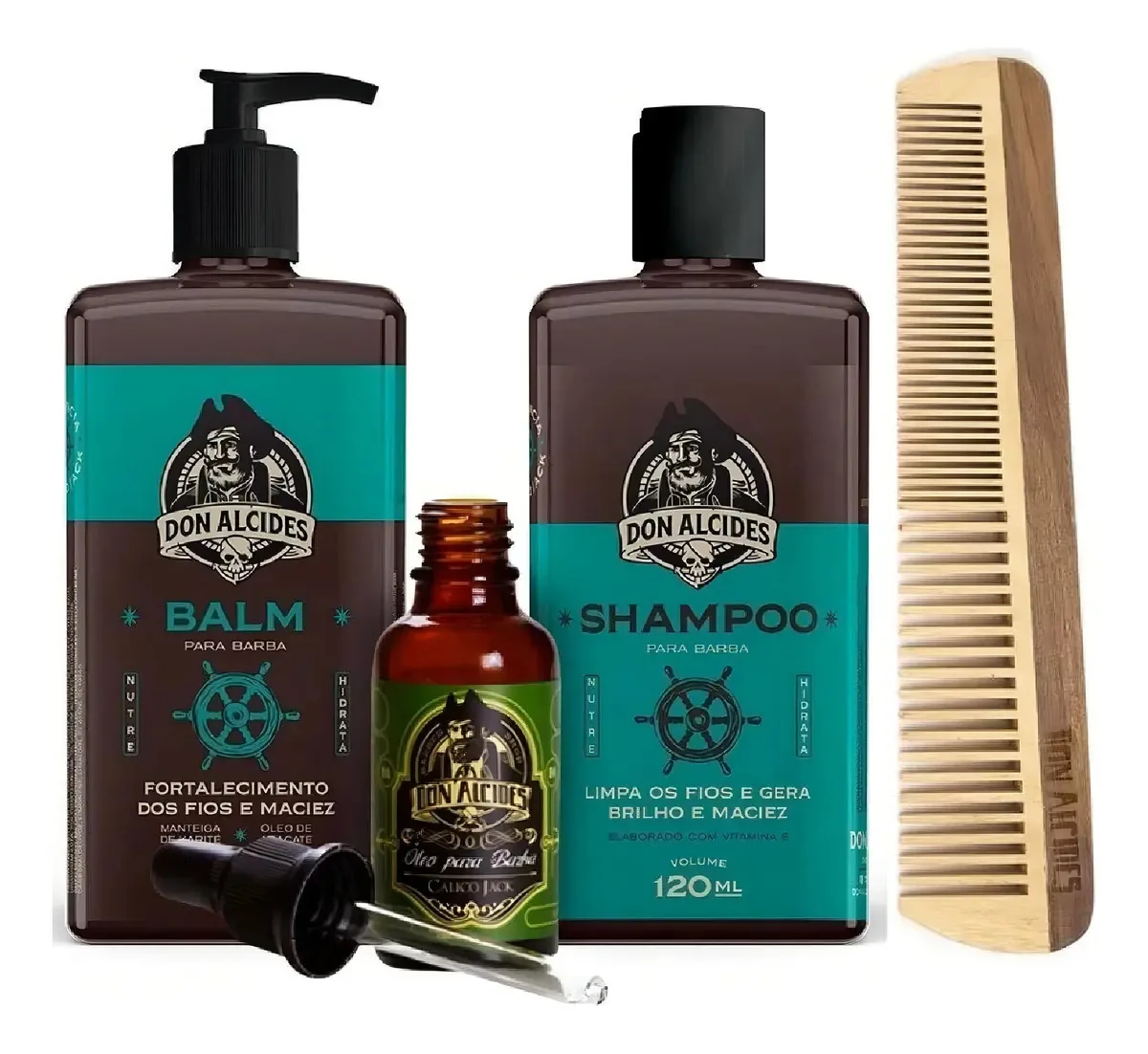 Kit Calico Jack - Shampoo Balm Óleo Pente Grande Don Alcides