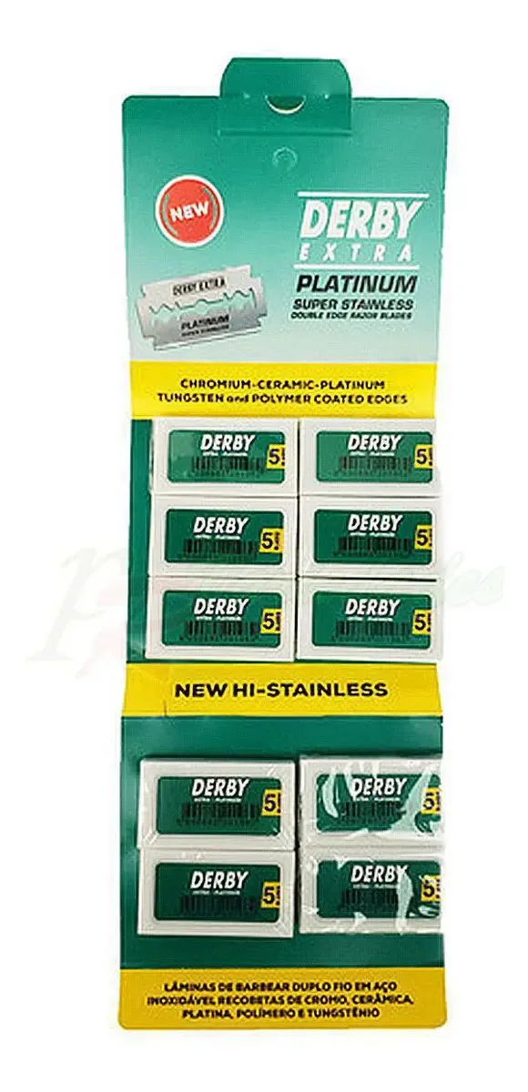 Kit Lâmina Do Barbeiro Derby Extra Platinum (200 Lâminas)