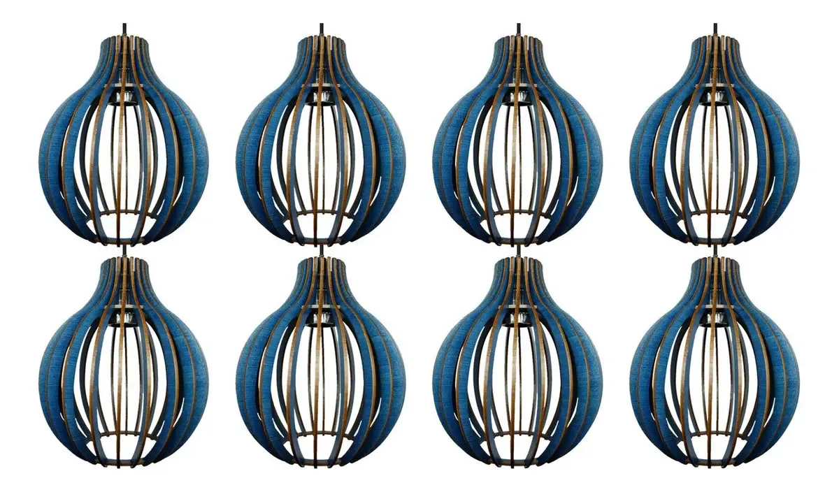 Kit 8 Lustre Luminária De Madeira Pendentes Coquinho Estrutura Safira