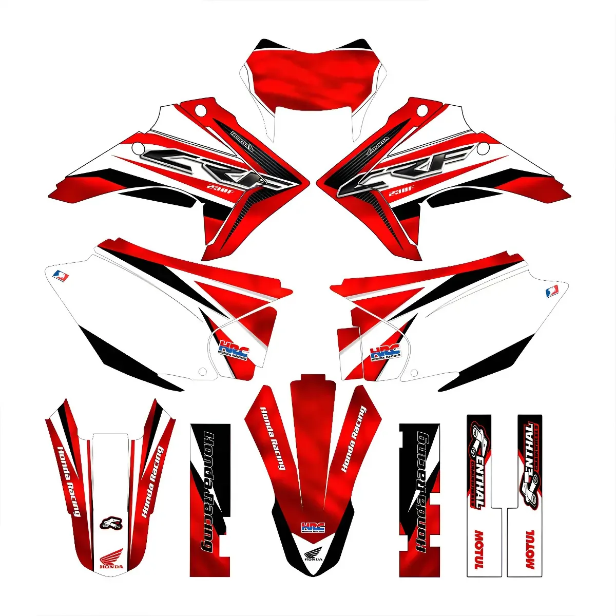 Kit Gráfico Moto Crf 230f Plotagem Trilha 0,20mm Cor VERMELHO E BRANCO