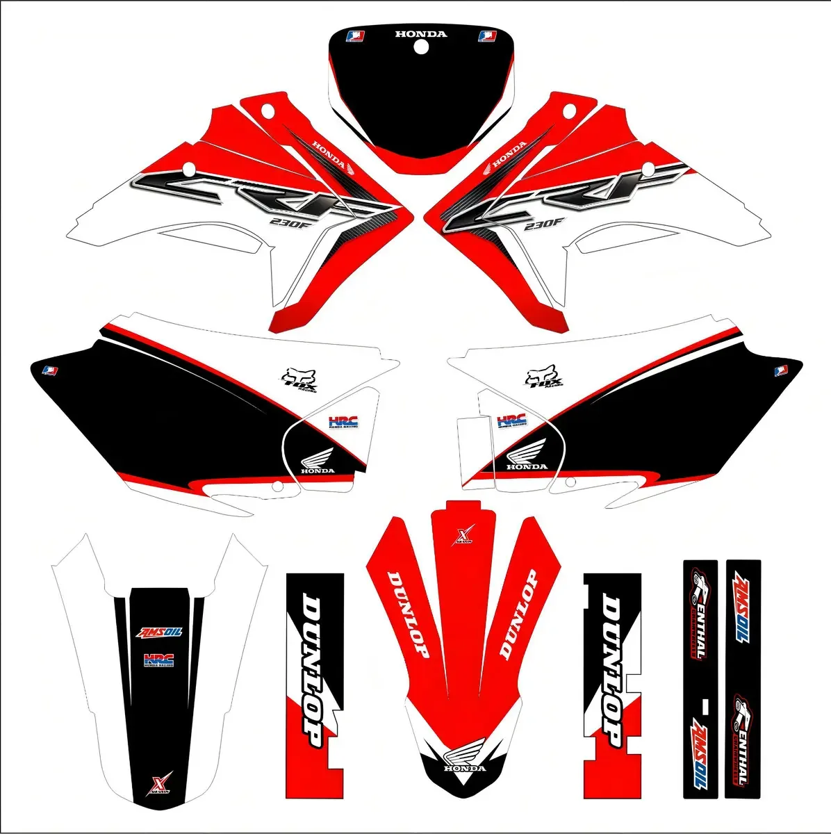Kit Gráfico Adesivo 0,25mm Moto Honda Crf 230f/250f Fosco