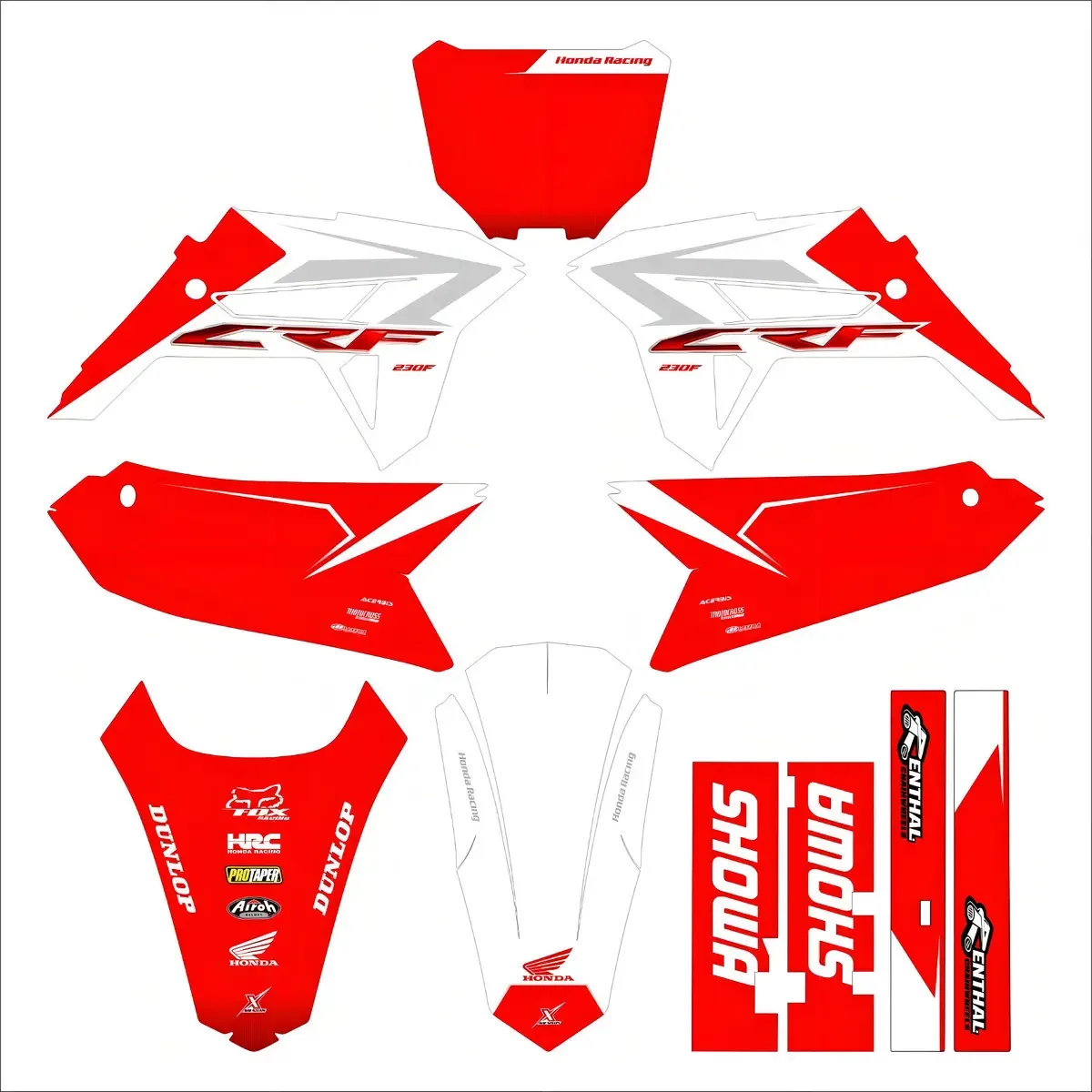 Kit Gráfico Adesivo Crf Biker 230/250 - 0,20mm Vermelha