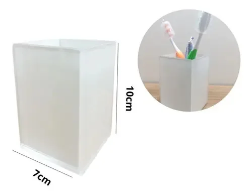 Porta-escovas de Dentes e Pincel de Maquiagem Organizador Branco de Vidro