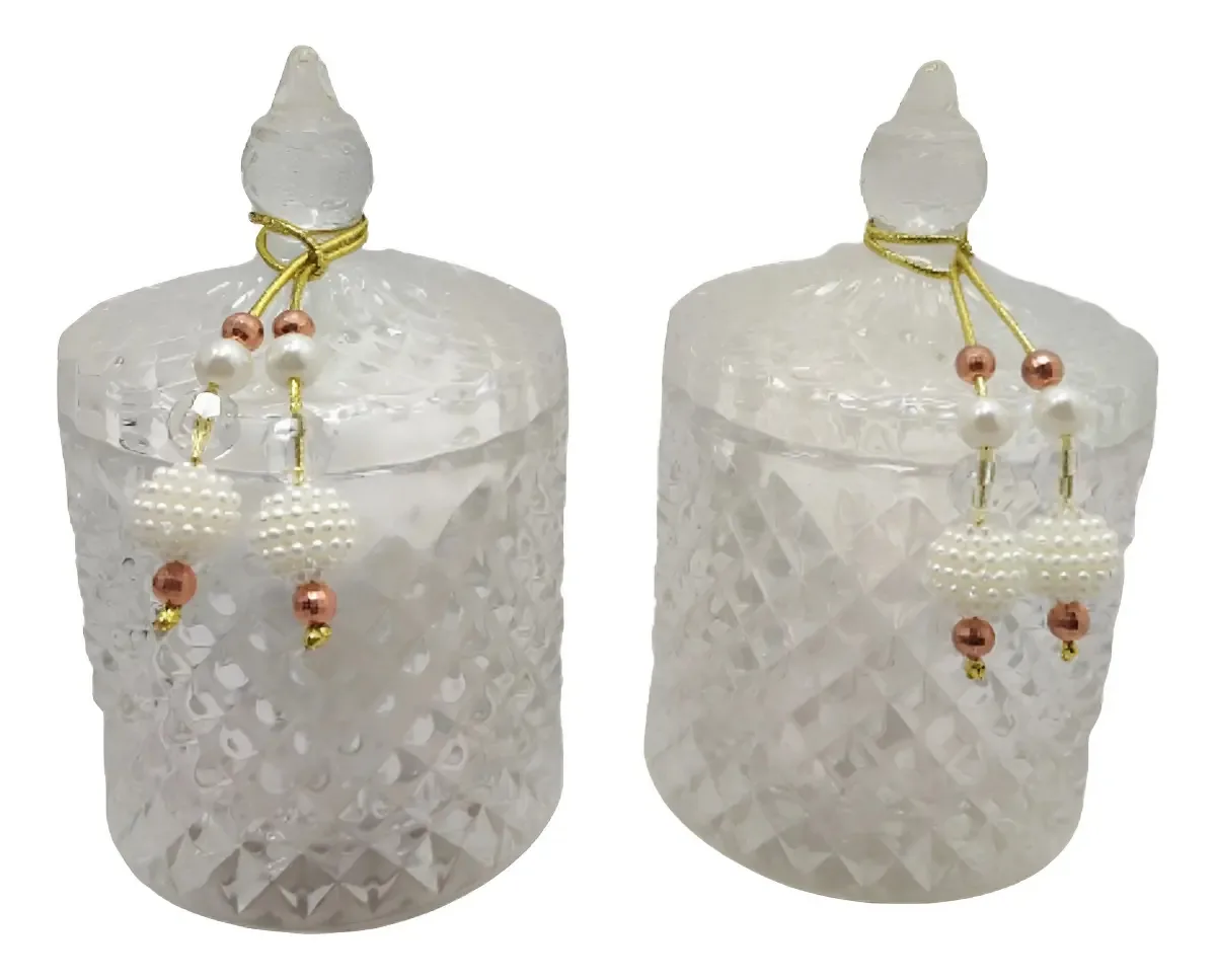 Kit Porta Algodão Cotonetes Make Maquiagem Banheiro Casa Cor Cristal/Rosê Gold