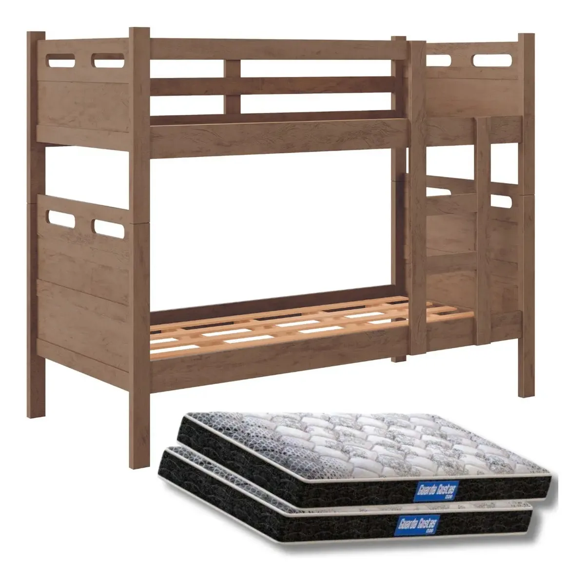 Beliche Barreto Duas Camas + 2 Colchões Probel D20 Premium Cor Castanho