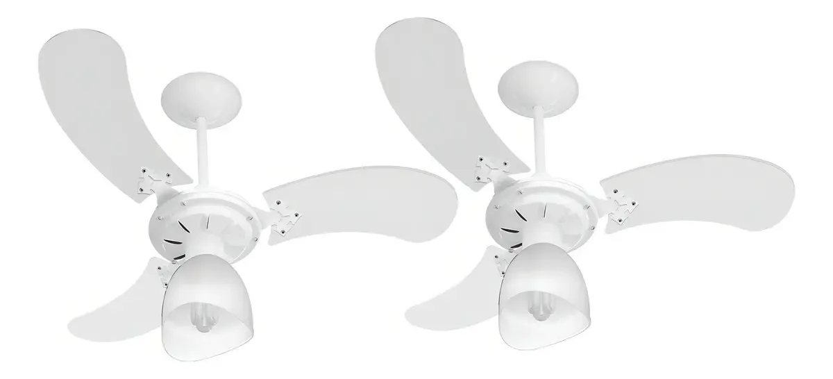 Kit 2 Ventiladores De Teto 3 Pás Mdf Branco 220v