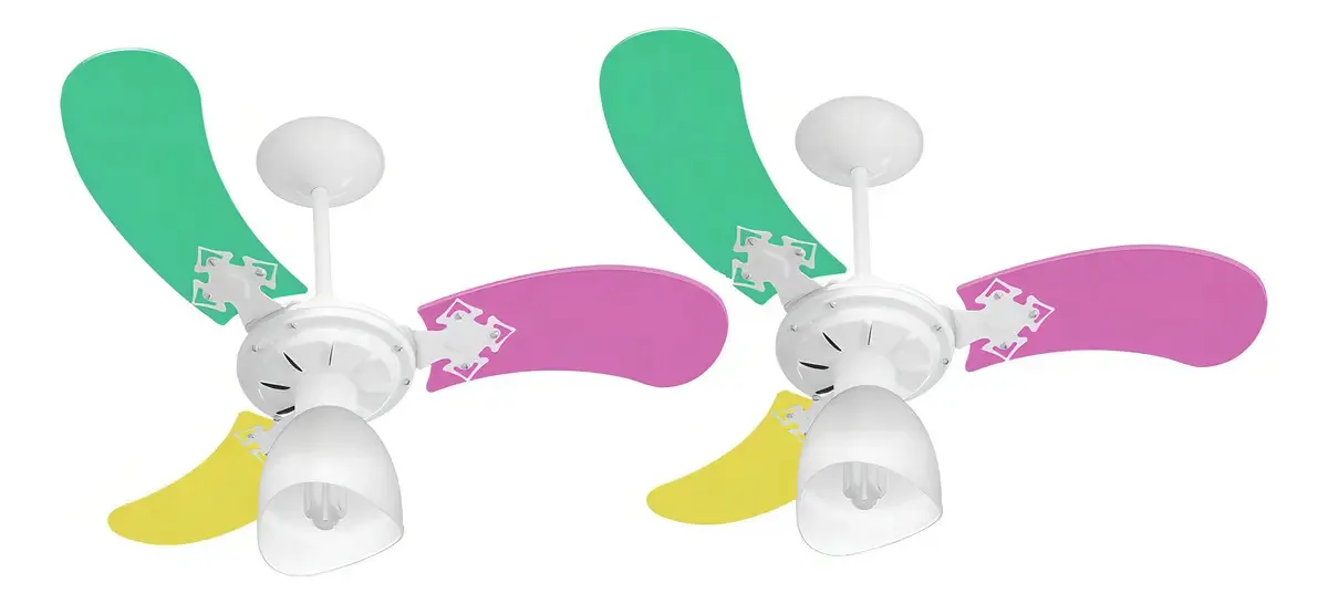 Kit 2 Ventiladores Teto 3 Pás Mdf Branco/feminino 220v