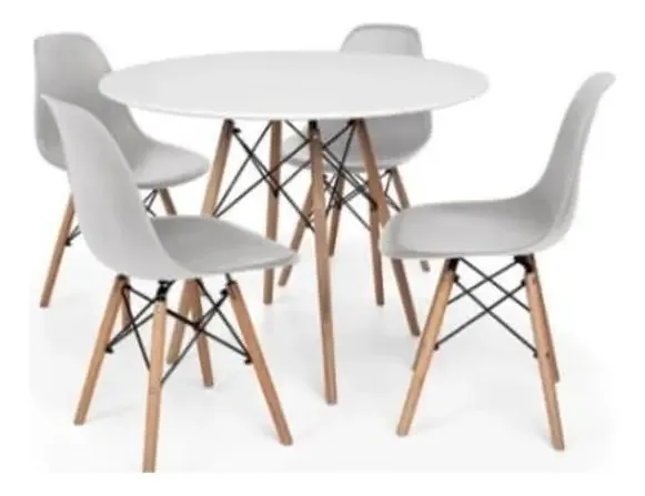 Mesa Eiffel Branca Com 4 Cadeiras Cinza
