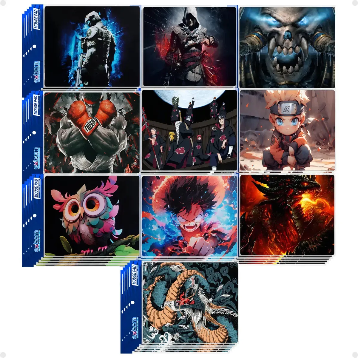 Kit 50 Mouse Pad P 18x22cm Tecido E Borracha Atacado Cor Games Desenho Impresso Sortidas Games 02