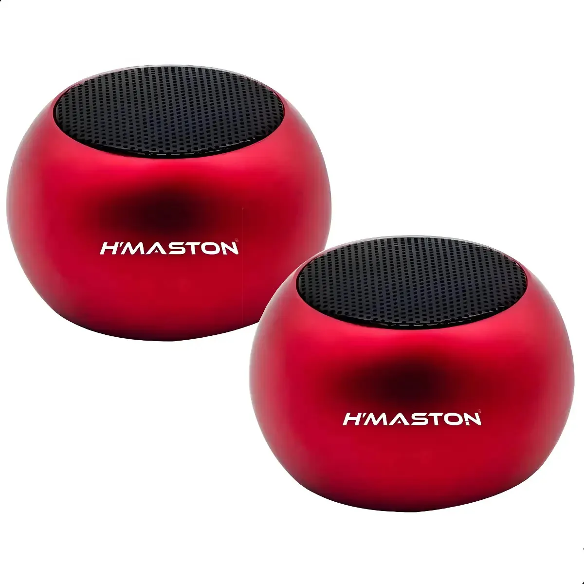 2 Caixas De Som Tws Metal Mini Hmaston Bluetooth Amplificada Cor Vermelho