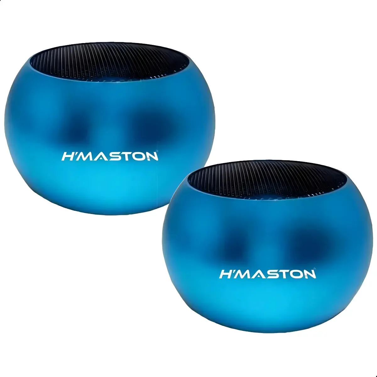 2 Caixas De Som Tws Metal Mini Hmaston Bluetooth Amplificada Cor Azul