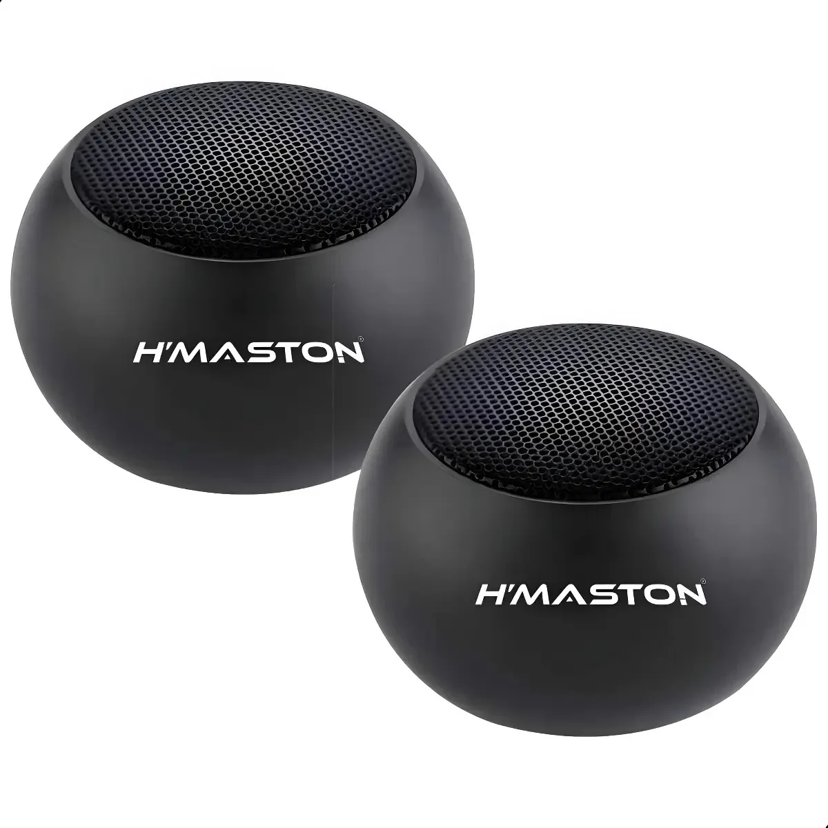 2 Caixas De Som Tws Metal Mini Hmaston Bluetooth Amplificada Cor Preta