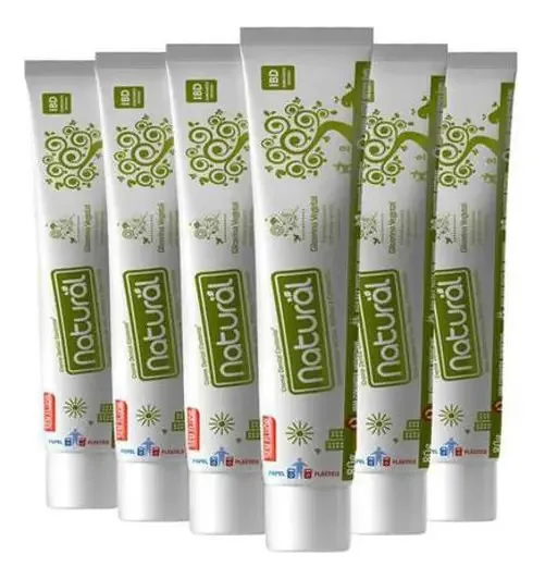 Kit 6 Pastas Dente Creme Dental Glicerina 80g Cada Natural