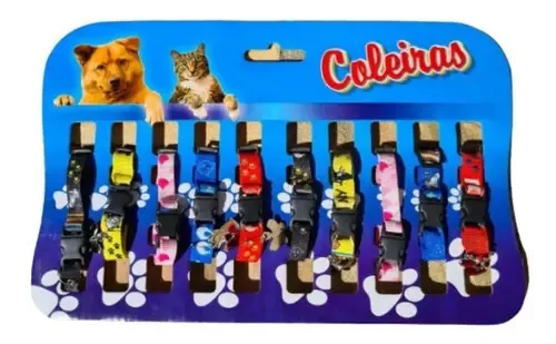 Cartela De Coleiras Para Gatos Ajustável E Com Pingente 1 Cor Colorido VARIADO Tamanho da coleira P
