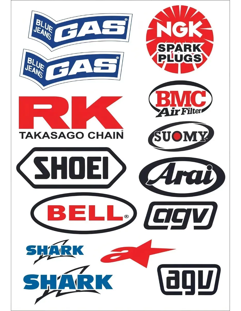 Cartela De Adesivo Marcas Ngk 14 Peças Para Carro Moto