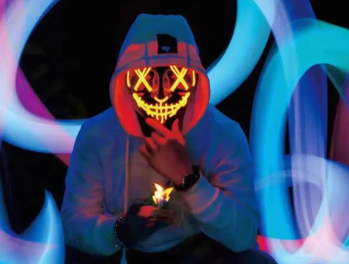 Máscara LED Neon JabbaWockeez D Presentes Laranja Festa Cosplay Carnaval