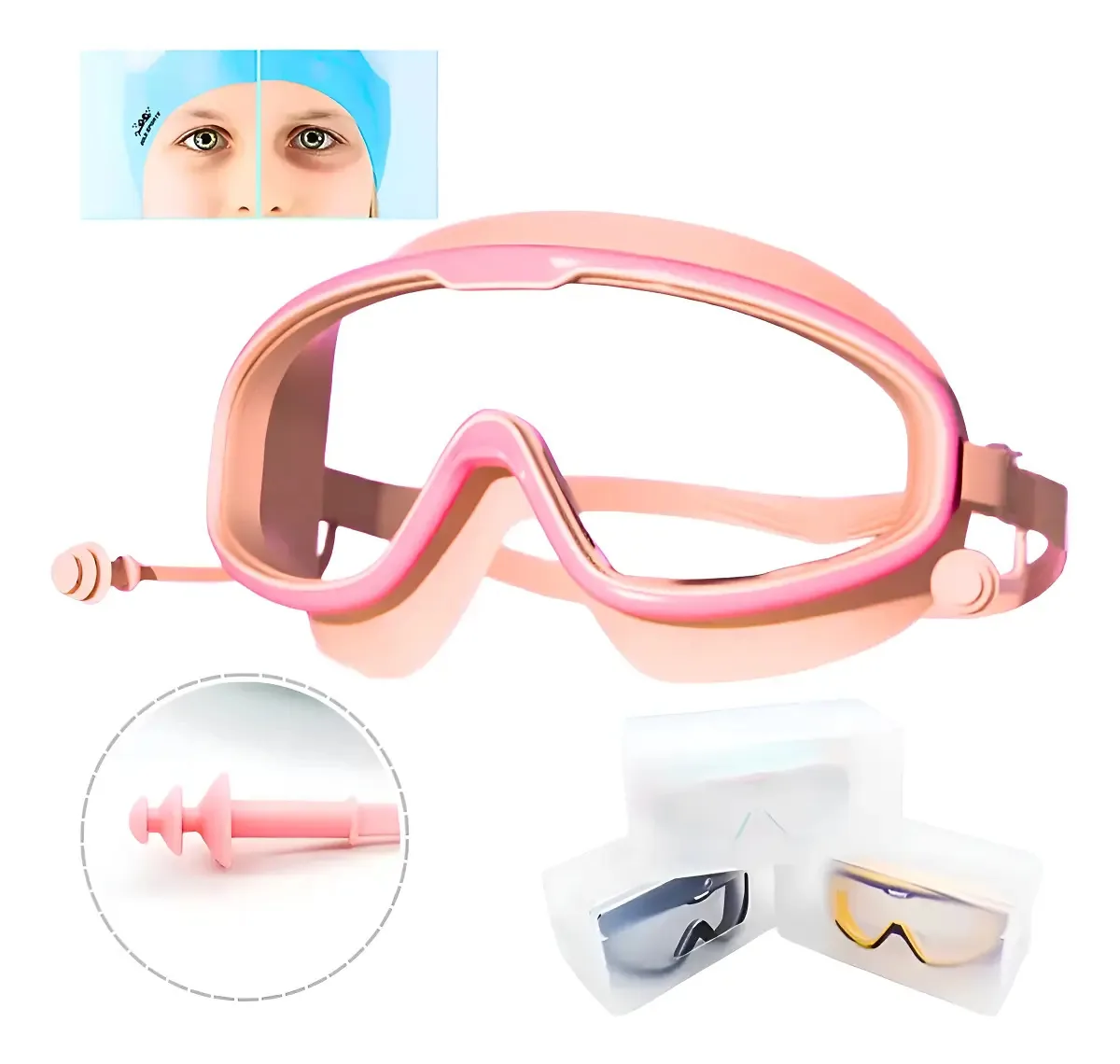 Óculos De Natação Transparente Mega Mega Óculos De Natação Para Sem Gênero - Rosa