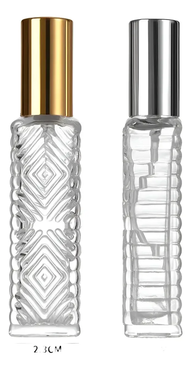 Kit 2 Porta Perfume De Vidro Tampa E Válvula Spray De Metal Cor 2vidro12ml
